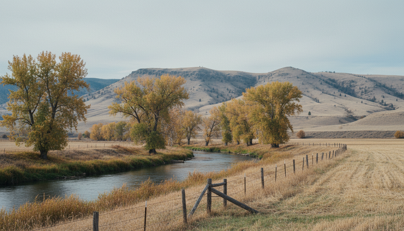 The Colville valley in September: a slow river, cottonwoods