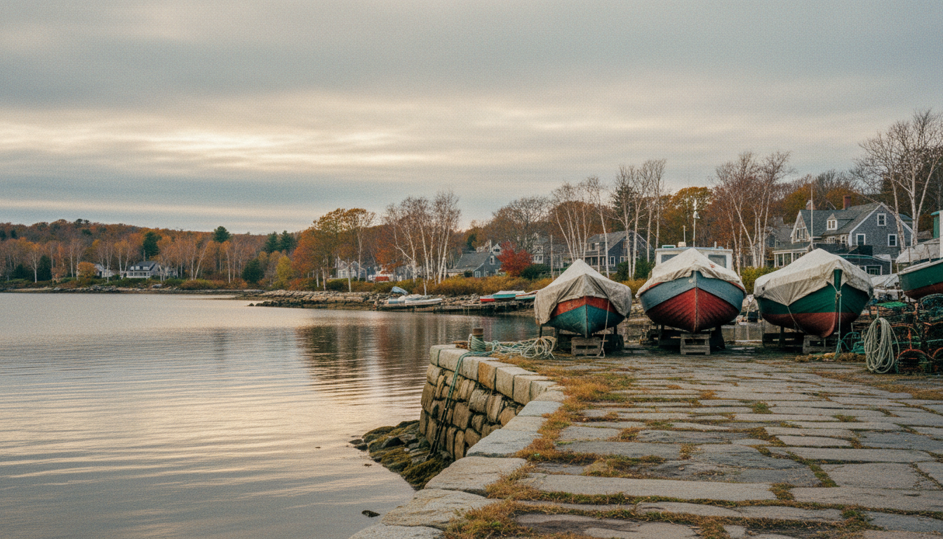 A New England harbour town in October: a stone