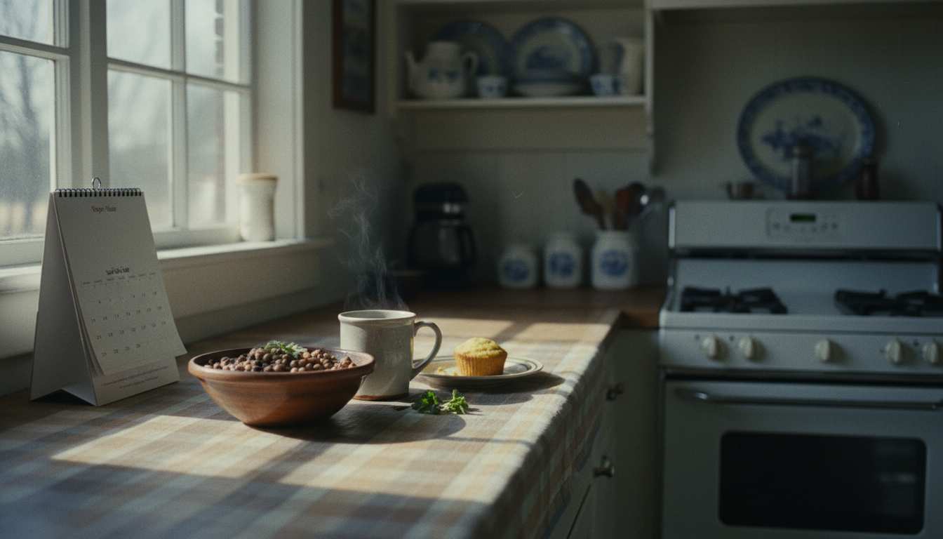 An American kitchen on the first morning of the