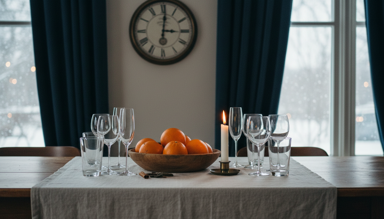 An American table on New Year's Eve before the